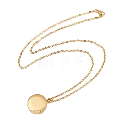 304 Stainless Steel Flat Round Pendant Pet Urn Ashes Necklaces NJEW-S455-01G-1