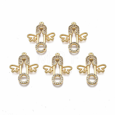 Brass Micro Pave Clear Cubic Zirconia Pendants KK-Q277-048-NF-1