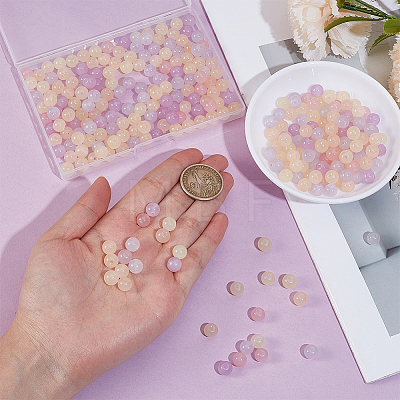 300Pcs Transparent Glass UV Reactive Beads DGLA-ME0001-04-1