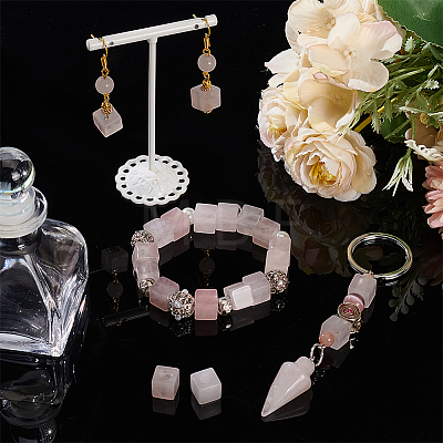 20Pcs Natural Rose Quartz Gemstone European Beads G-NB0005-89D-1