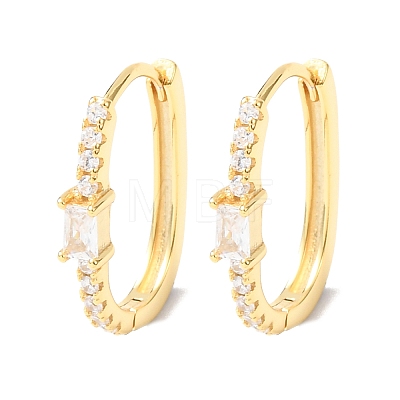 Oval 925 Sterling Silver Micro Pave Clear Cubic Zirconia Hoop Earrings EJEW-K317-09G-1