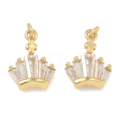 Brass Micro Pave Clear Cubic Zirconia Charms KK-A291-31G-1
