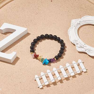 Natural & Synthetic Mixed Stone Chips Stretch Bracelets BJEW-JB08714-1