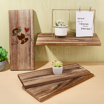Rectangle Fortune Paulownia Wood Wall Shelf AJEW-WH0709-184B-1