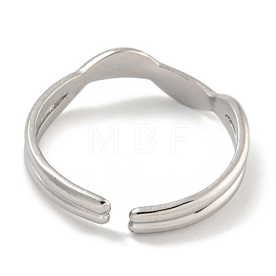 304 Stainless Steel Open Cuff Ring for Women RJEW-U014-08P-1