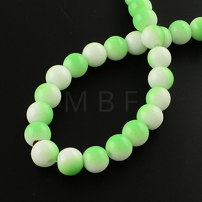 Two-Color Baking Painted Glass Bead Strands DGLA-R050-8mm-21-1