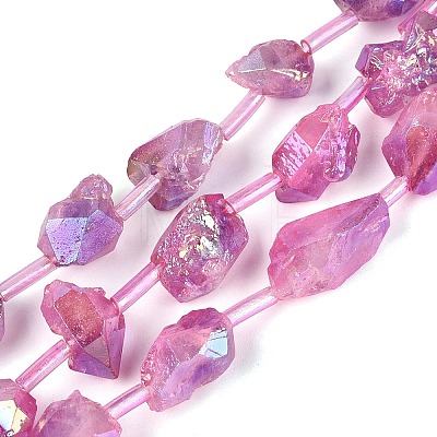 Dyed Electroplate Raw Rough Natural Amethyst Beads Strands G-Q610-05E-1