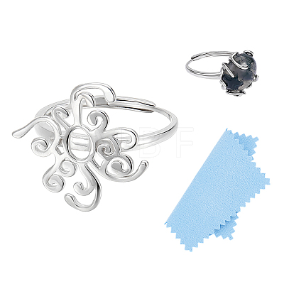 1Pc 925 Silver Ring Adjustable Ring Findings FIND-UN0016-37-1