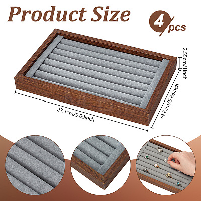 4Pcs Wood Finger Ring Organizer Display Trays ODIS-WA0001-32-1