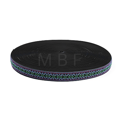 Ethnic Style Embroidery Flat Polyester Elastic Rubber Cord/Band OCOR-WH0079-97A-1