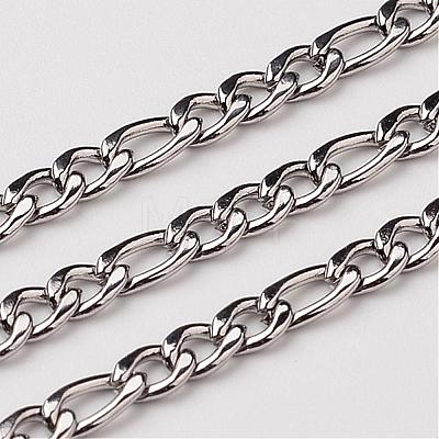 Tarnish Resistant 304 Stainless Steel Figaro Chains STAS-K001-32-3mm-25m-1