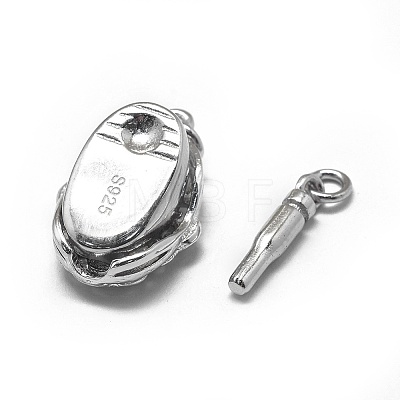 Anti-Tarnish Rhodium Plated 925 Sterling Silver Box Clasps STER-L057-010P-1