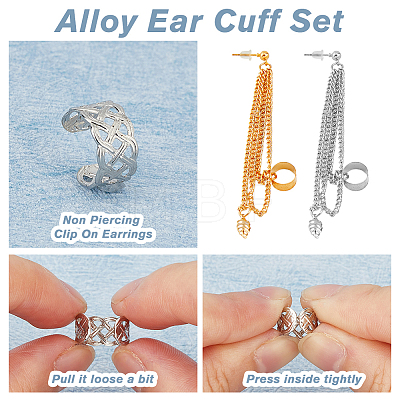 FIBLOOM 2 Sets 2 Colors Alloy Cuff Earrings Set EJEW-FI0001-57-1
