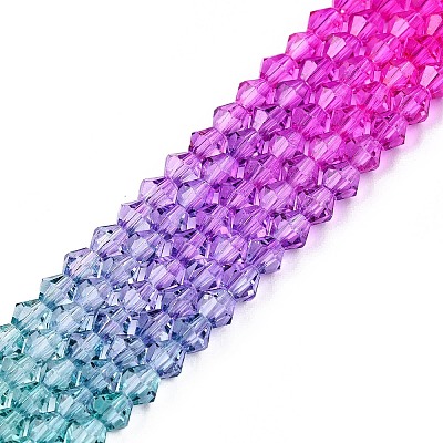 Gradient Color Baking Painted Glass Bead Strands DGLA-A039-T2mm-A011-1