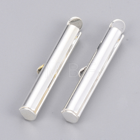 Brass Slide On End Clasp Tubes KK-Q747-11G-S-1