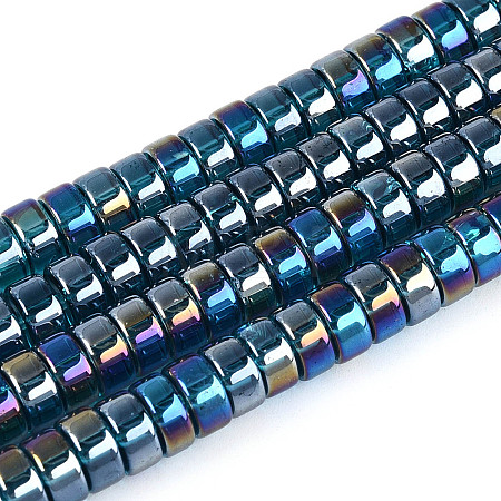 AB Color Plated Transparent Glass Beads Strands GLAA-T026-3x6mm-T03-1