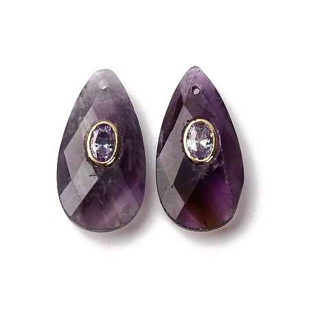 Natural Amethyst Pendants G-P586-01G-07-1