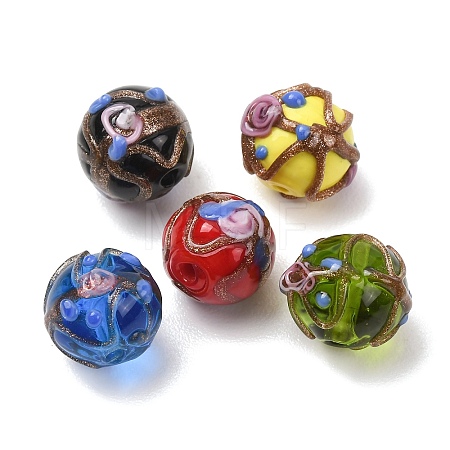 Handmade Gold Sand Lampwork Beads LAMP-K048-02-1