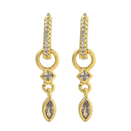 Rack Plating Brass Pave Clear Cubic Zirconia Hoop Earrings for Women EJEW-G410-46G-1