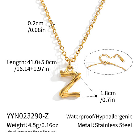 304 Stainless Steel Bamboo Initial Pendant Necklaces for Men Women WM4386-23-1