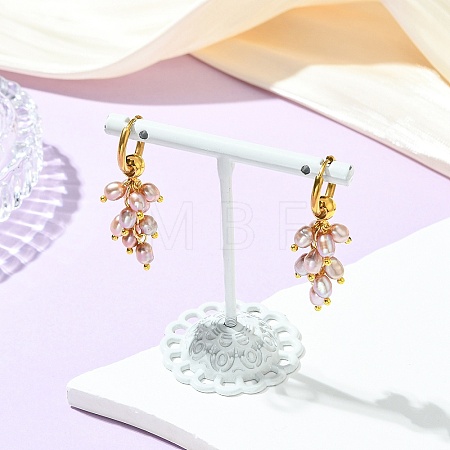 Natural Cultured Freshwater Pearl Cluster Hoop Earring for Women EJEW-JE07187-02-1