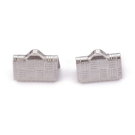 Tarnish Resistant 304 Stainless Steel Ribbon Crimp Ends STAS-P249-27B-P-1