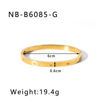304 Stainless Steel Pave Cubic Zirconia Bangles FS-WG09E60-27-1
