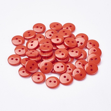 2-Hole Flat Round Resin Sewing Buttons for Costume Design BUTT-E119-34L-08-1