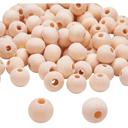 Round Unfinished Wood Beads WOOD-PH0008-14-1