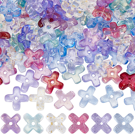 180Pcs 6 Colors Transparent Spray Painted Glass Beads GLAA-SC0002-47-1