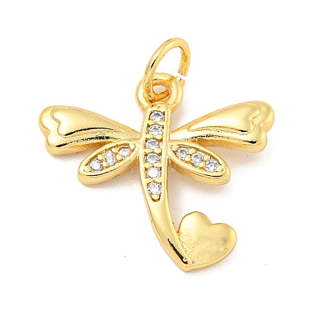 Rack Plating Brass Micro Pave Clear Cubic Zirconia Pendants KK-B093-10B-G-1