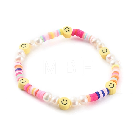 Handmade Polymer Clay Heishi Beaded Stretch Bracelets X-BJEW-JB06143-05-1