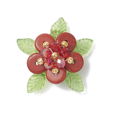 Natural Red Jasper & Glass Pendants PALLOY-MZ01192-03-1