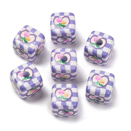Printed Opaque Acrylic Beads SACR-A009-01B-1