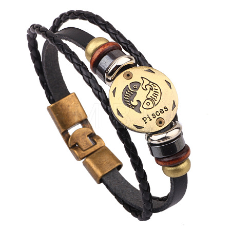 Braided Leather Cord Retro Multi-strand Bracelets BJEW-L616-20F-1