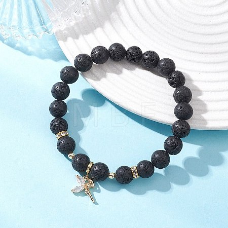 Fairy Brass Micro Pave Cubic Zirconia Charm Bracelets BJEW-JB12701-1