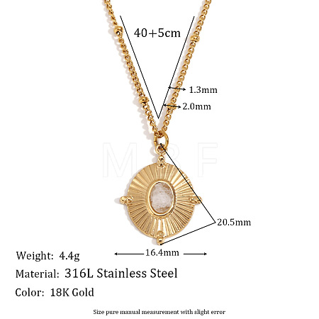 316L Surgical Stainless Steel with Natural Quartz Crystal Pendant Necklaces WGEA815-08-1