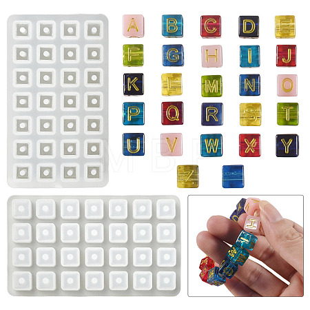 Perforated Dropper Cube 26 English Letter Bead Making Silicone Mold ST-CJ0043-040-1