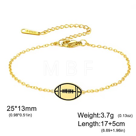 304 Stainless Steel Sport Ball Link Bracelets for Women WG444BD-06-1