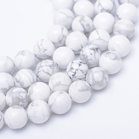 Round Natural Howlite Bead Strands X-G-R345-6mm-18-1