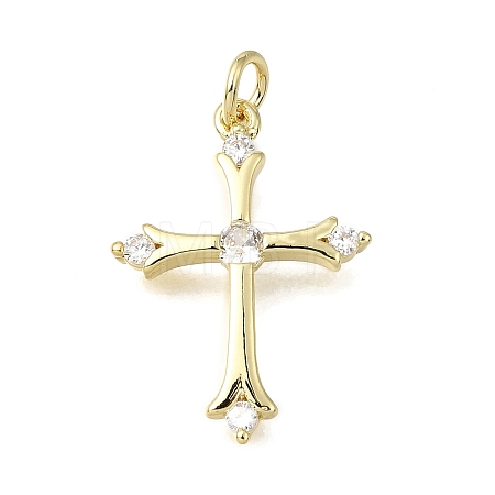 Easter Brass Clear Cubic Zirconia Pendants KK-G602-01G-1