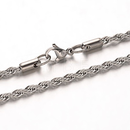 Tarnish Resistant 304 Stainless Steel Rope Chain Necklaces NJEW-M124-09P-1