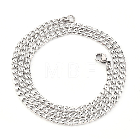 Non-Tarnish Men's 201 Stainless Steel Cuban Chain Necklace NJEW-R257-001A-P-1
