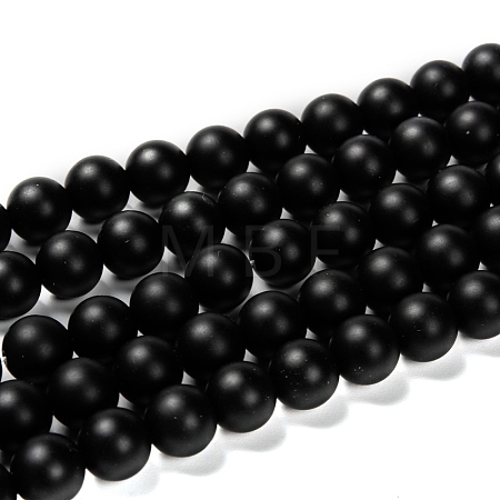 Natural Black Agate Beads Strands X-G-D543-10mm-1