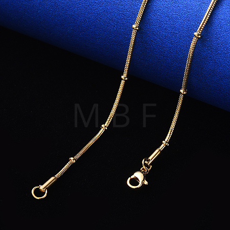 PVD Vacuum Plating 304 Stainless Steel Round Snake Chain Necklace NJEW-S420-009A-G-1