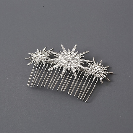 Star Alloy Rhinestone Hair Combs PW-WG71773-02-1
