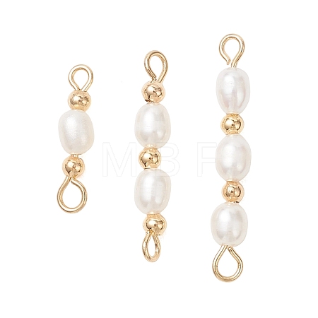 3Pcs 3 Styles Natural Cultured Freshwater Pearl Rice Beaded Links Connector Charms PALLOY-JF04914-02-1