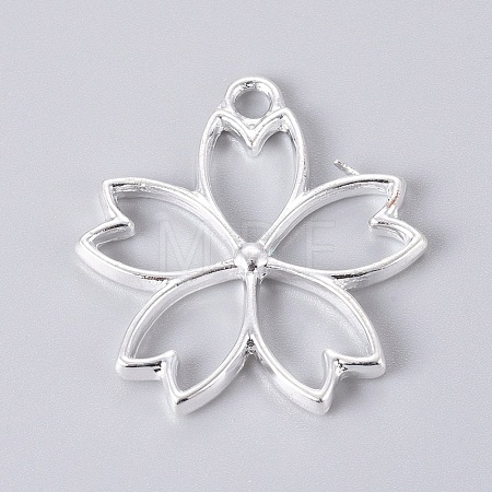 Alloy Open Back Bezel Pendants PALLOY-E564-46S-1