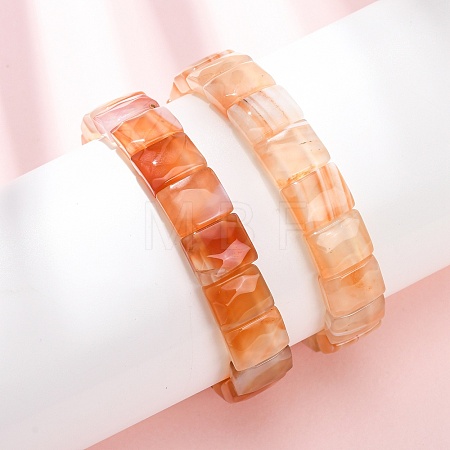 Dyed & Heated Natural Carnelian Faceted Beaded Stretch Bracelets for Women BJEW-K251-08E-1