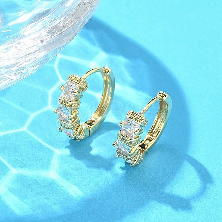 Brass Micro Pave Clear Cubic Zirconia Hoop Earrings EJEW-C122-02G-1